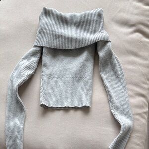 Princess Polly Light Gray Off-the-Shoulder Sweater